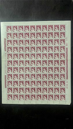 Folha Completa de 110 Selos Regulares do Brasil - CR$.0,30 - Seringueiro - Mint - ref.1083 - folha irá dobrada