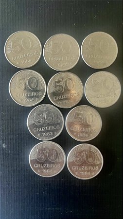 10 Moedas do Brasil - 50 Cruzeiros 1984 - Aço Inoxidável - Mbc - ref.1097