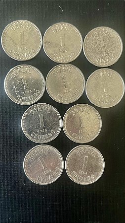 10 Moedas do Brasil - 1 Cruzado 1986 - Aço Inoxidável - Mbc - ref.1100