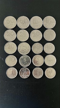 20 Moedas do Brasil Diferentes - Aço Inoxidável - Mbc - ref.1116