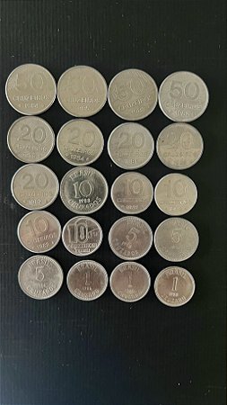 20 Moedas do Brasil Diferentes - Aço Inoxidável - Mbc - ref.1118