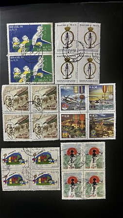 06 Quadras de Selos Comemorativos do Brasil - Circuladas com carimbo -ref.973