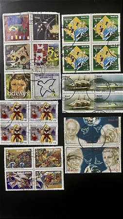 06 Quadras de Selos Comemorativos do Brasil - Circuladas com carimbo -ref.974