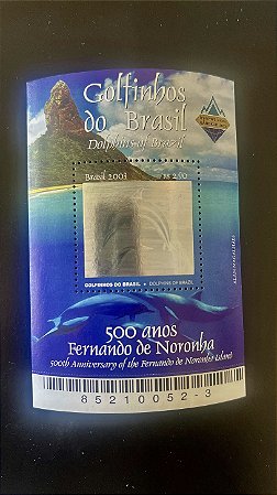 Bloco de Selos Comemorativos do Brasil - Golfinhos do Brasil - 2003 - Mint - ref.975
