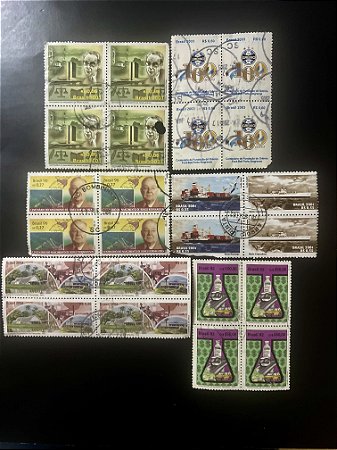 06 Quadras de Selos Comemorativos do Brasil - Circuladas com carimbo -ref.976