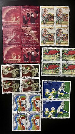 06 Quadras de Selos Comemorativos do Brasil - Circuladas com carimbo -ref.977