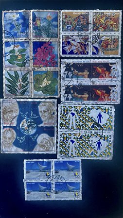 06 Quadras de Selos Comemorativos do Brasil - Circuladas com carimbo - ref.2019