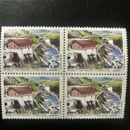 Quadra de Selos Comemorativos do Brasil - Centenario da 1a.Hidreletrica da America do Sul - 1989 - Mint - ref.2030