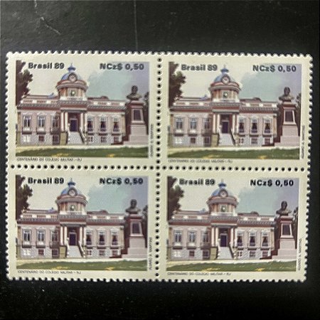 Quadra de Selos Comemorativos do Brasil -Centenario do Colégio Militar do Rio Janeiro - 1989 - Mint - ref.2032