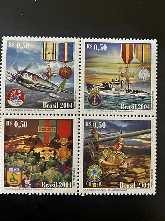 Série de Selos do Brasil - O Brasil na Segunda Guerra Mundial - 2004 - Mint - ref.2032