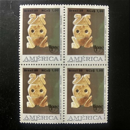Quadra de Selos Comemorativos do Brasil - 500 Anos do Descobrimento da America - Muraquita - 1989 - ref.2042