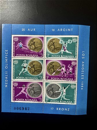 Bloco de Selos - Posta Romana - Los Angeles 84 - Novo - ref.606