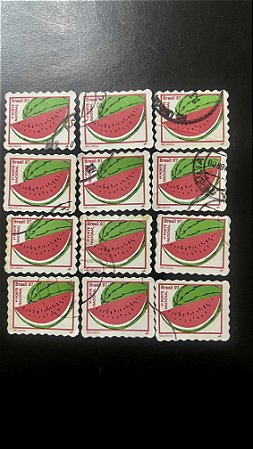 12 Selos Regulares - Melancia - 1997 - Circulados - ref.2047