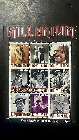 Bloco de Selos Estrangeiros - Afganistan - Millenium - Personalidades - Movie Stars- Mint - ref.2060