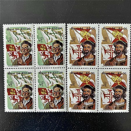 02 Quadra de Selos Comemorativos do Brasil - Descobrimento das Americas e do Brasil - 1984 - Mint - ref.2067