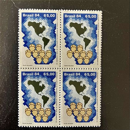 Quadra de Selos Comemorativos do Brasil - VIII Assembleia Geral da Associação Pan-Americana de Fianças - 1984 - Mint - ref.2068