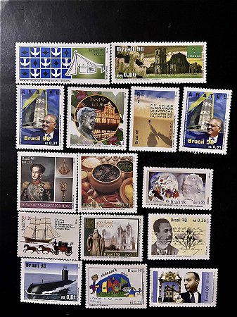 14 Selos Comemorativos do Brasil - Ano 1998 - Mint - ref.2072