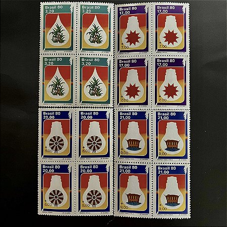 04 Quadras de Selos Comemorativos do Brasil - Alternativas Energeticas - 1980 - Mint - ref. 2072