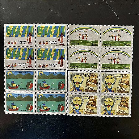 04 Quadras de Selos Comemorativos do Brasil - Semana da Patria - 1984 - Mint - ref.2075