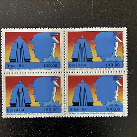 Quadra de Selos Comemorativos do Brasil - 150 anos da Associação Comercial do Rio de Janeiro - 1984 - Mint - ref.2076