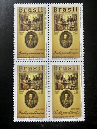 Quadra de Selos Comemorativos do Brasil - Bicentenario da Independencia do Brasil 2022 - Mint - ref.2082