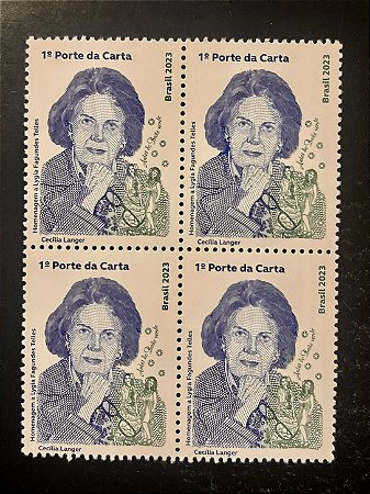 Quadra de Selos Comemorativos do Brasil - Homenagem a Lygia Fagundes Telles - 2023 - Mint - ref.2087