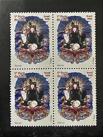 Quadra de Selos Comemorativos do Brasil - Rita Lee - 2026 - Mint - ref.2094