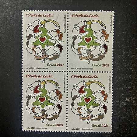 Quadra de Selos Comemorativos do Brasil -Natal 2021 - Reencontros - 2021 - Mint - ref.2098