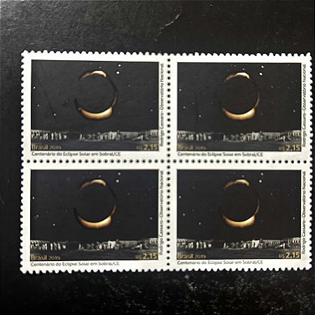 Quadra de Selos Comemorativos do Brasil -Centenario do Eclipse Solar em Sobral - 2100 - Mint - ref.2099