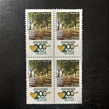Quadra de Selos Comemorativos do Brasil - 200 Anos da Cidade de Araraquara - 2017 - Mint - ref.2106