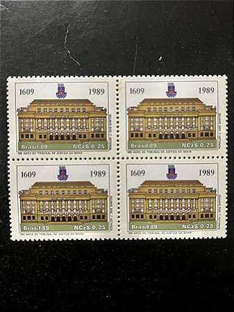 Quadra de Selos Comemorativos do Brasil -380 Anos do Tribunal de Justiça da Bahia - 1989 - Mint - ref.2110