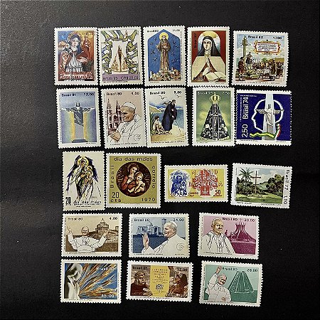 20 de Selos Comemorativos do Brasil - Temáticos - Tema Religioso - Mint - ref.2113