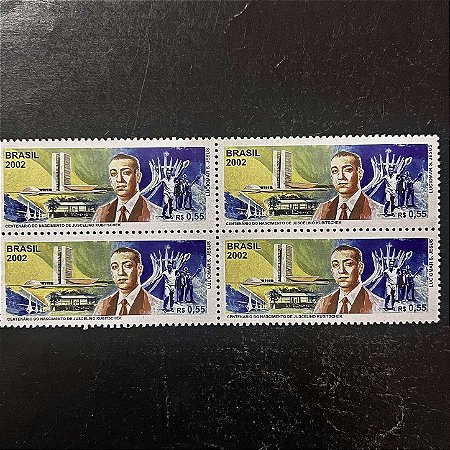 Quadra de Selos Comemorativos do Brasil - Centenario de Juscelino Kubitschek - 2002 - Mint - ref.2117