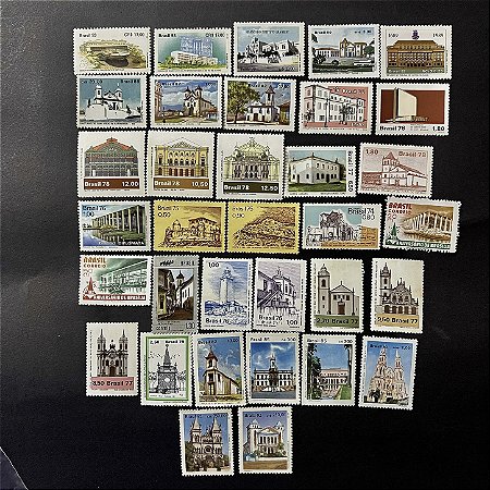 34 Selos Comemorativos do Brasil - Temáticos - Prédios e Monumentos Historicos - Mint - ref.2118