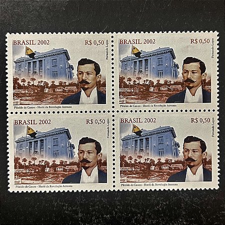 Quadra de Selos Comemorativos do Brasil - Centenario da Revolução Acreana - 2002 - Mint - ref.2119