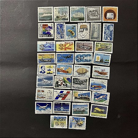 37 Selos Comemorativos do Brasil - Temáticos - Transportes - Mint - ref.2123