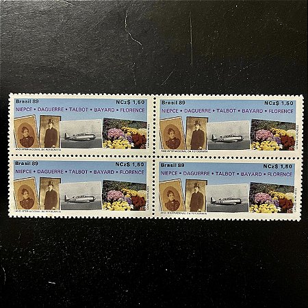 Quadra de Selos Comemorativos do Brasil - Ano Internacional da Fotografia - 1989 - Mint - ref.2124