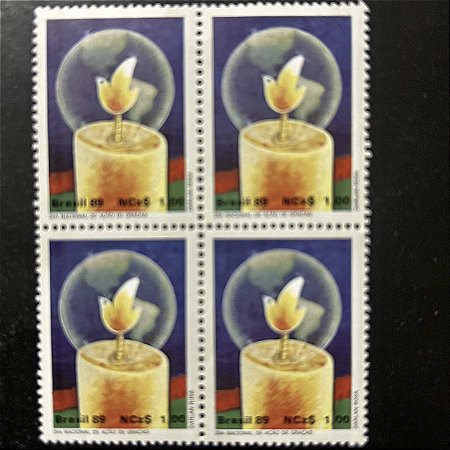 Quadra de Selos Comemorativos do Brasil - Dia Nacional de Ação de Graças - 1989 - Mint - ref.2125