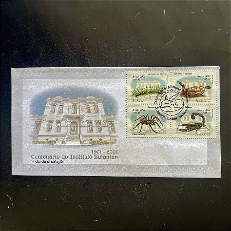 Envelope Comemorativo com Carimbo e Selo - Centenário do Instituto Butantan - 2001 - FDC703 - ref.2129