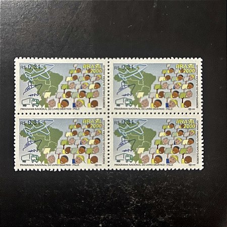 Quadra de Selos Comemorativos do Brasil - Programa Nacional do Livro Didático - 2000 - Mint - ref.2137