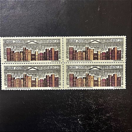 Quadra de Selos Comemorativos do Brasil - 190 Anos da Biblioteca Nacional do Rio de Janeiro - 2001 - Mint - ref.2138