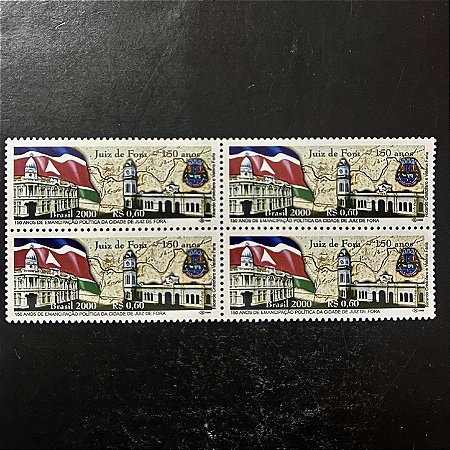 Quadra de Selos Comemorativos do Brasil - 150 Anos Emancipação de Juiz de Fora - MG - 2000 - Mint - ref.2142