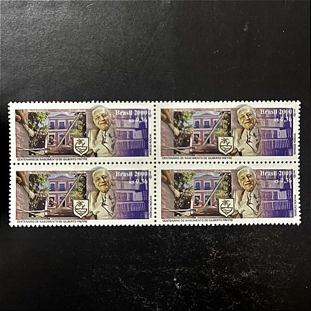 Quadra de Selos Comemorativos do Brasil - Centenário do Nascimento de Gilberto Freyre - 2000 - Mint - ref.2144