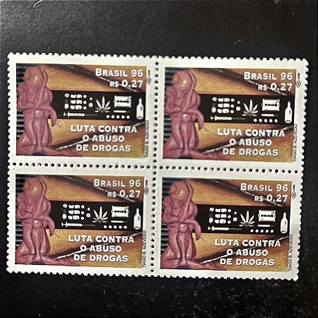 Quadra de Selos Comemorativos do Brasil - Luta Contra o Abuso de Drogas - 1996 - Mint - ref.2155