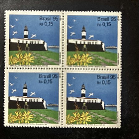 Quadra de Selos Comemorativos do Brasil - Farois Brasileiros - Farol Santo Antonio da Barra - 1995 - Mint - ref.2157