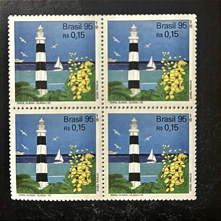 Quadra de Selos Comemorativos do Brasil - Farois Brasileiros - Farol Olinda - 1995 - Mint - ref.2158