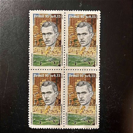 Quadra de Selos Comemorativos do Brasil - Literatura Brasileira - Rubem Braga- 1995 - Mint - ref.2167