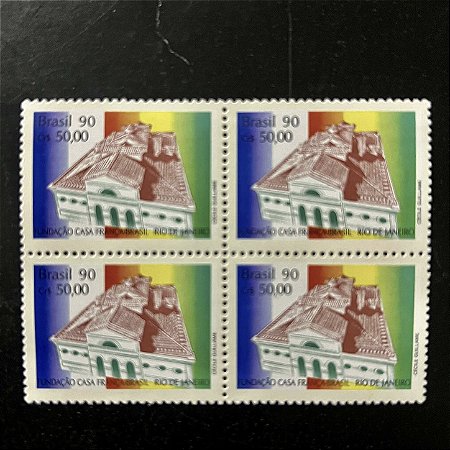 Quadra de Selos Comemorativos do Brasil - Fundação da Casa França-Brasil no RJ - 1990- Mint- ref.2174