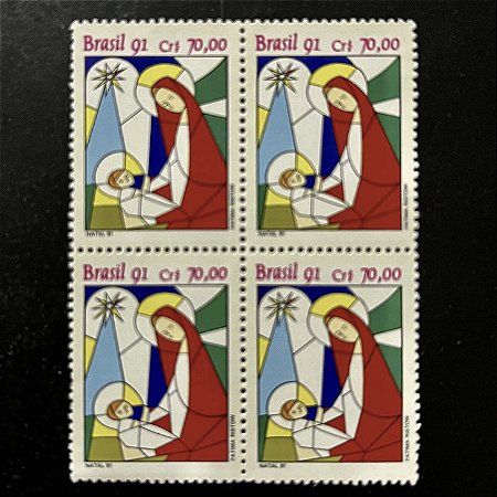 Quadra de Selos Comemorativos do Brasil - Natal 91 - 1991- Mint - ref.2177