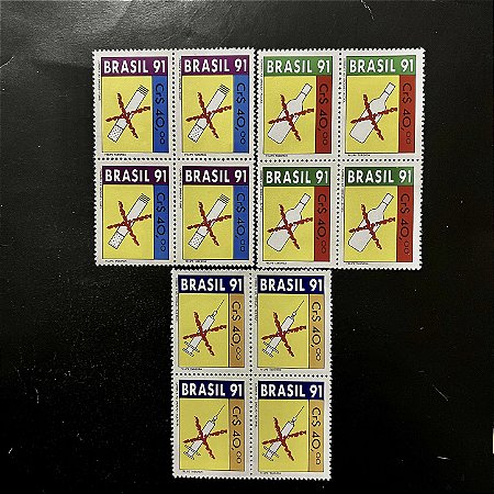 Quadra de Selos Comemorativos do Brasil - Combate as Drogras - 1991- Mint - ref.2186